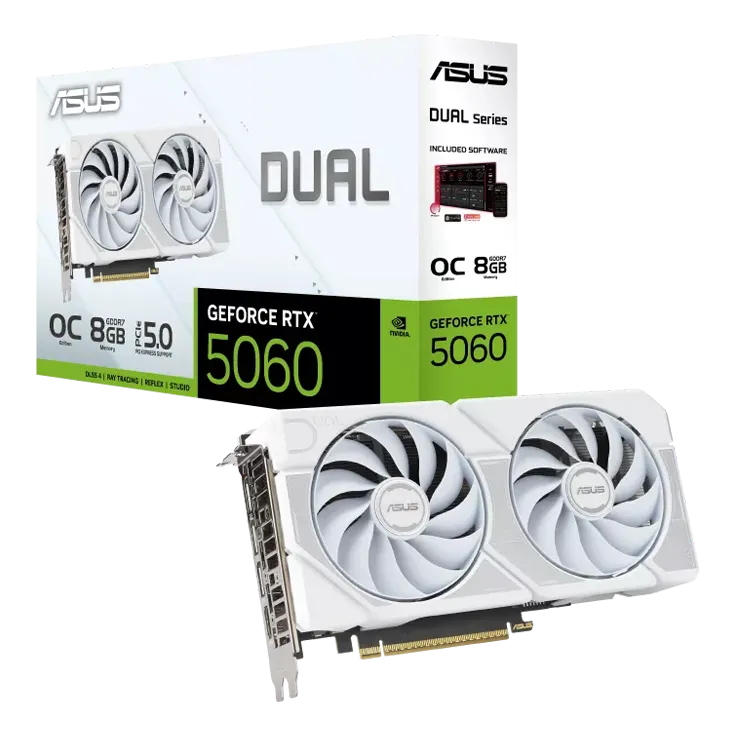 كرت الشاشة ASUS Dual GeForce RTX 5060 OC White 8GB