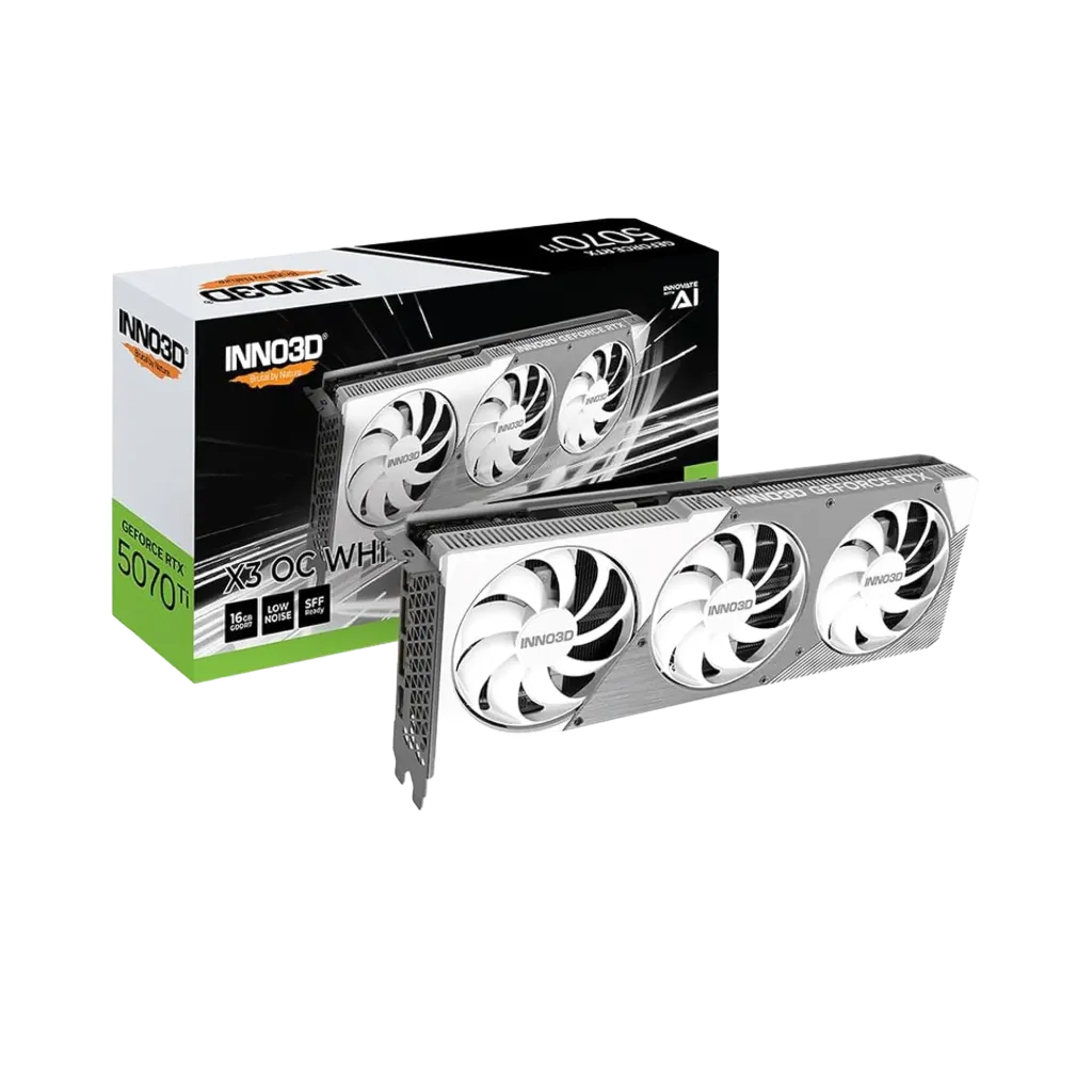 [100043] كرت شاشة - INNO3D GeForce RTX 5070 Ti X3 White 16GB