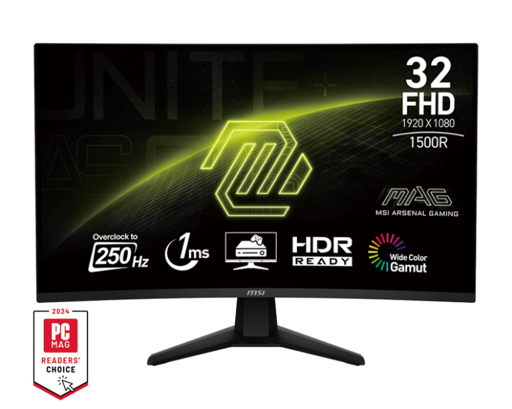 MSI MAG 32C6X Curved Gaming Monitor, 32" VA Display, FHD Resolution, 250Hz
