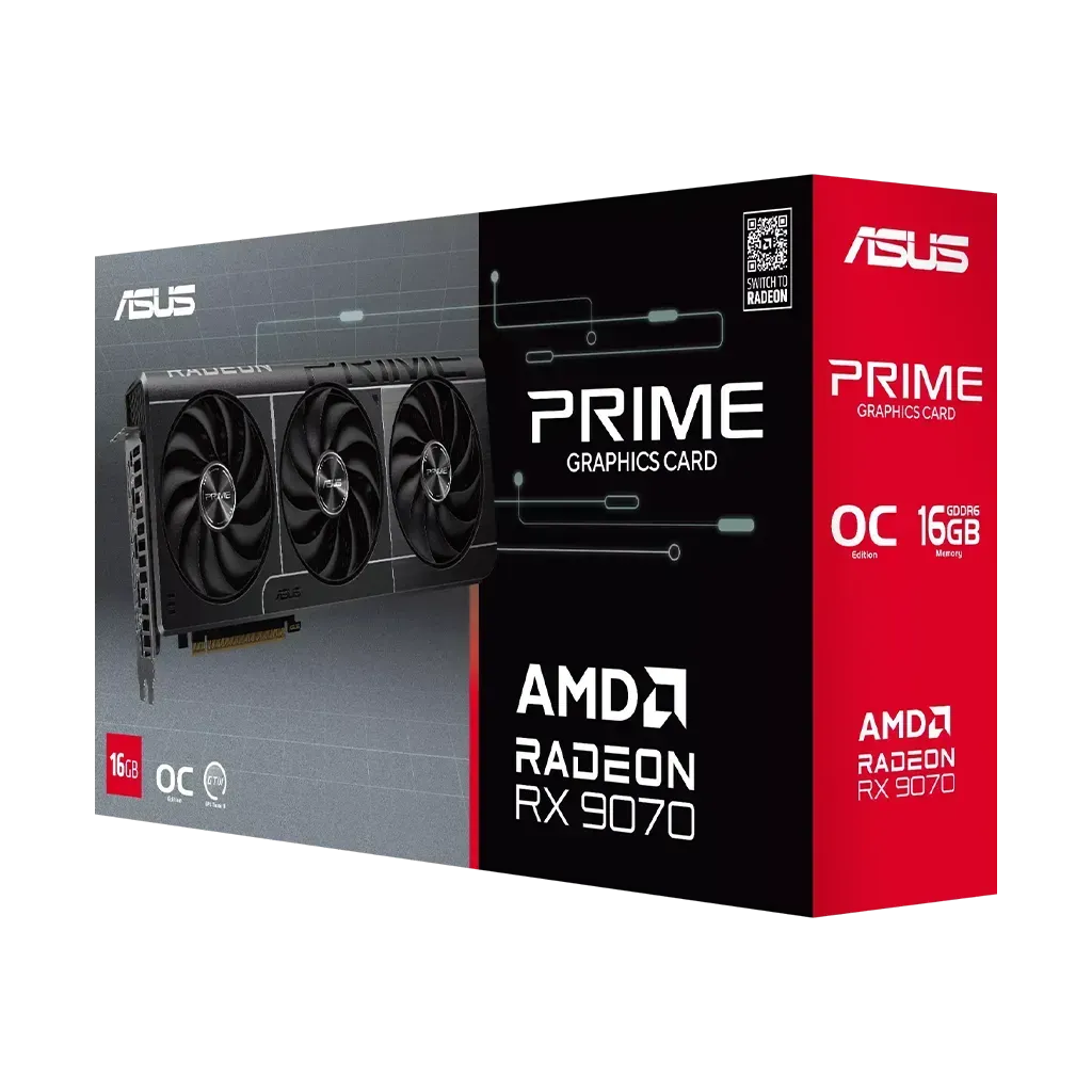 Graphics Card - ASUS Prime Radeon RX 9070 16GB GDDR6 OC Edition Black