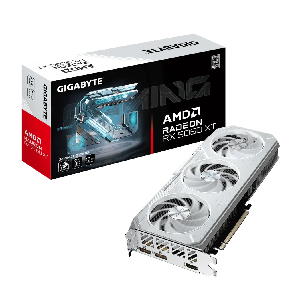 Graphics Card - GIGABYTE Radeon RX 9060 XT GAMING OC ICE 16GB White