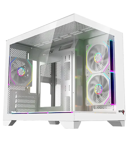 كيس Spear Covid Mini ARGB mATX أبيض لتجميعات Gaming PC