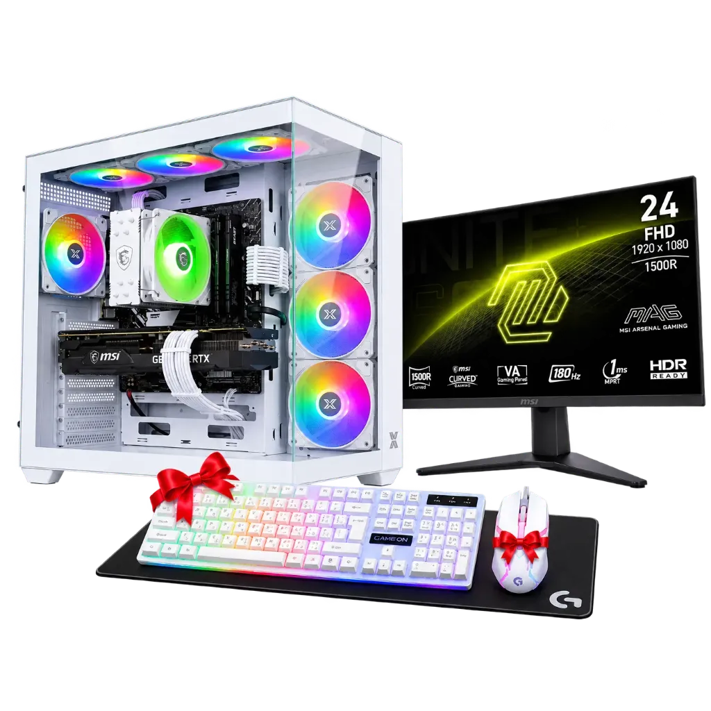 GEFORCE RTX 5060 TI - INTEL i5-14400F - DDR4 WHITE GAMING DESKTOP PC