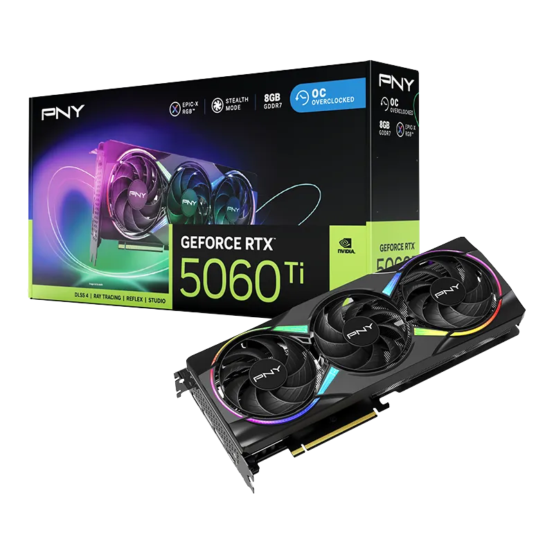 PNY GeForce RTX 5060 Ti 8GB Epic-X RGB Overclocked Triple Fan GPU DLSS 4
