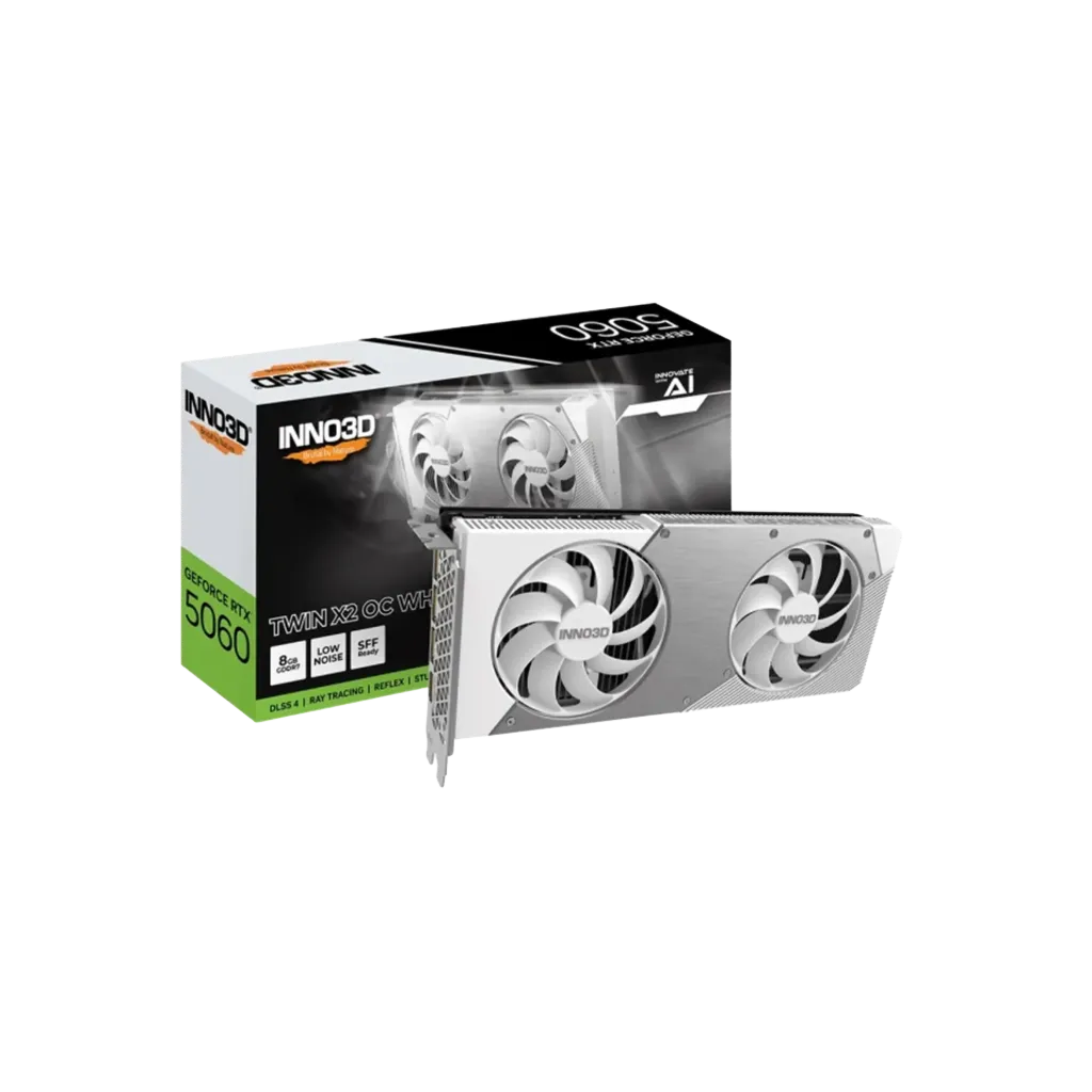 كرت الشاشة INNO3D GeForce RTX 5060 8GB Twin X2 OC White