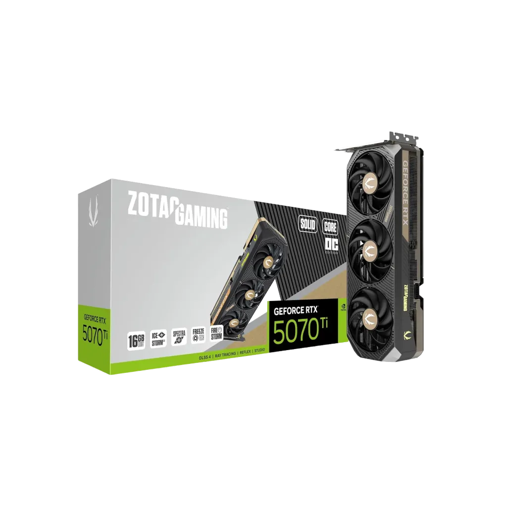 كرت شاشة - ZOTAC GeForce RTX 5070 Ti SOLID CORE QC 16GB