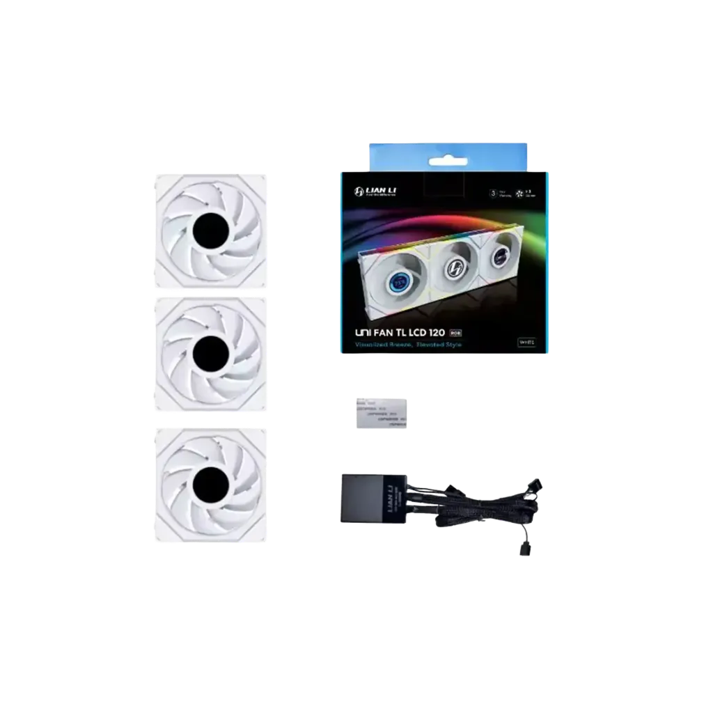 Lian Li UNI FAN TL LCD 120 – Triple Fan Pack with Controller (White)