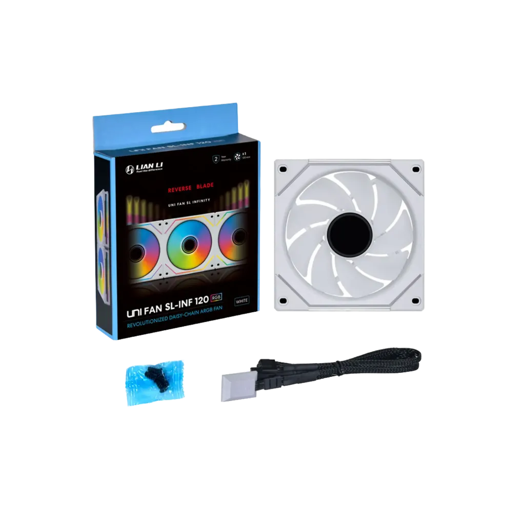 Lian Li UNI FAN SL-INF 120 ARGB مرآة لانهائية 120  مم مروحة RGB – أبيض