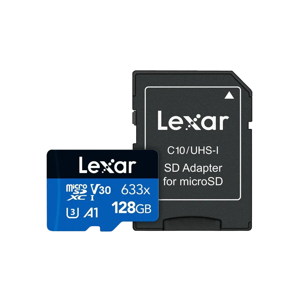 بطاقة الذاكرة Lexar® High-Performance 633x microSDXC سعة 128  جيجابايت مع محول SD (100MB/s)