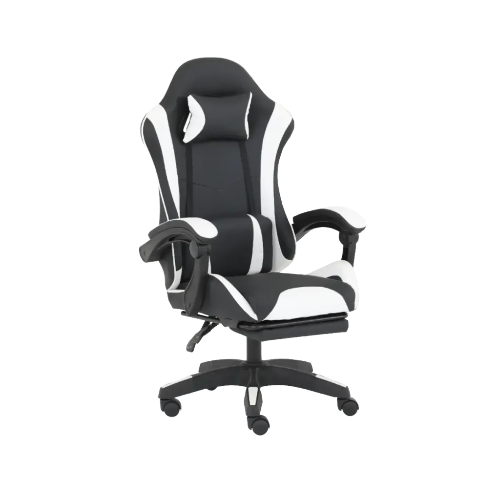 SPEAR Footrest Chair SGCE001 – High-End Gaming Chair, Black & White, Class 2