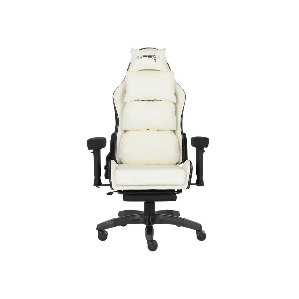 SPEAR Gaming Chair SGCH708 – White & Black with Footrest