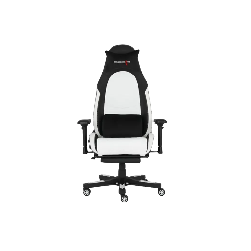 SPEAR Gaming Chair SGCH715 – Black & White with Footrest