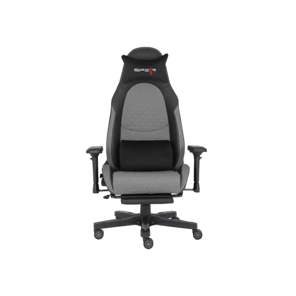 SPEAR SGCH715 Footrest Gaming Chair – Black & Gray