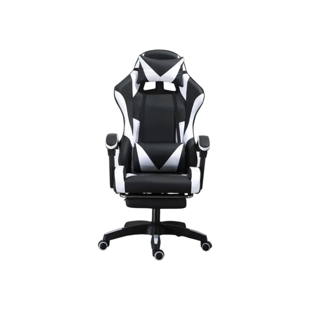SPEAR Gaming Chair 51 SGCE001, Black & White With Footrest